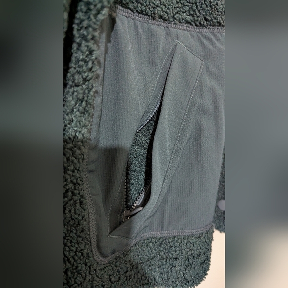 FLX Fleece Snap Up Jacket Activewear Size Large Dark Teal Green B - Picture 2 of 7